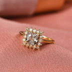 D'Joy AAA Natural Turkizite (Asscher Cut 1.3ct) & Lab Grown Yellow Diamond (SI) Ring in 18K Vermeil Yellow Gold Sterling Silver 1.70 Ct._8428367_1