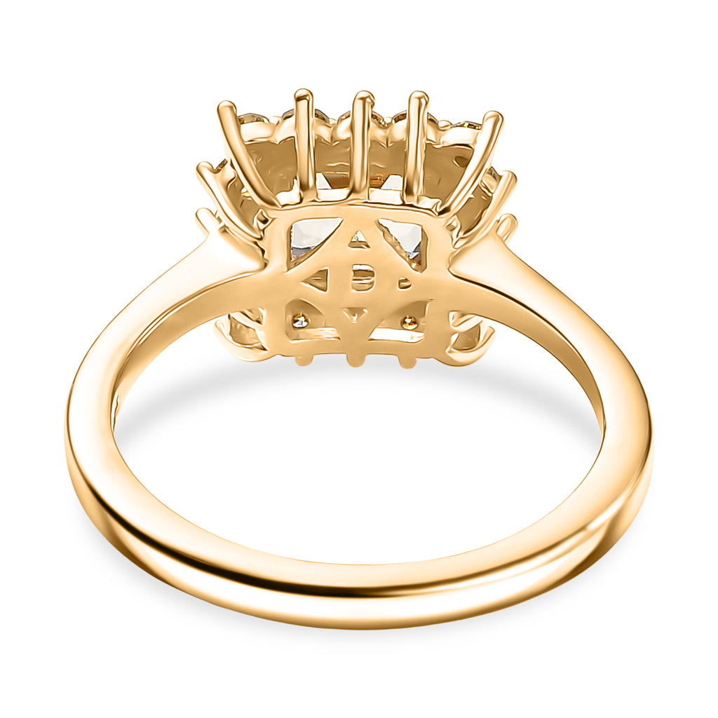 D'Joy AAA Natural Turkizite (Asscher Cut 1.3ct) & Lab Grown Yellow Diamond (SI) Ring in 18K Vermeil Yellow Gold Sterling Silver 1.70 Ct._8428367_4