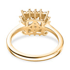 D'Joy AAA Natural Turkizite (Asscher Cut 1.3ct) & Lab Grown Yellow Diamond (SI) Ring in 18K Vermeil Yellow Gold Sterling Silver 1.70 Ct._8428367_4