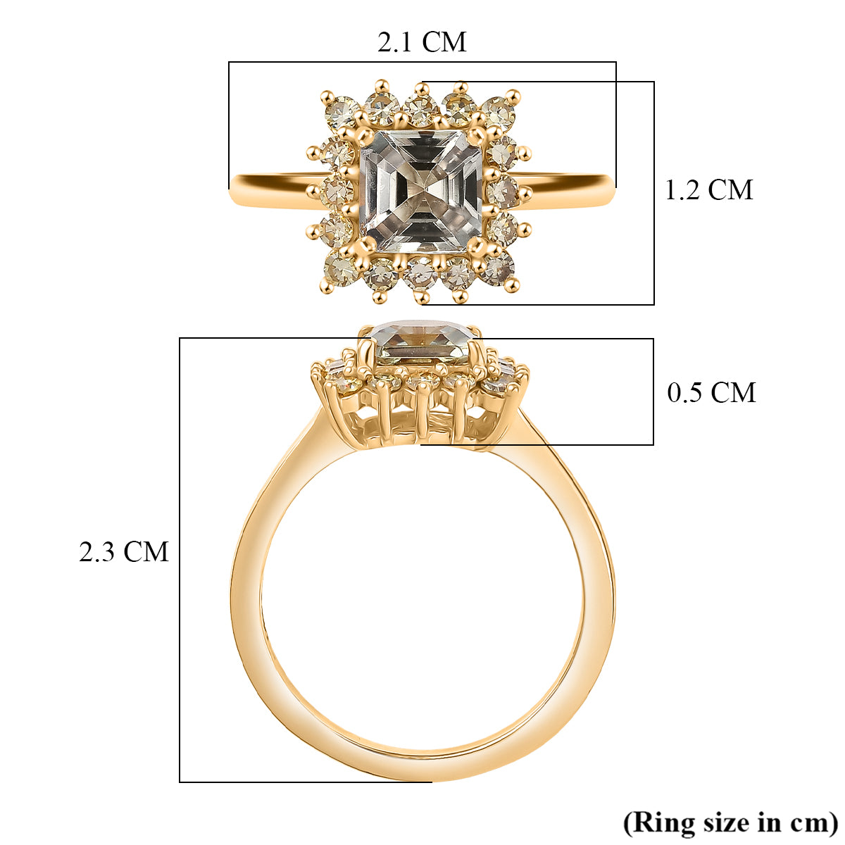 D'Joy AAA Natural Turkizite (Asscher Cut 1.3ct) &amp; Lab Grown Yellow Diamond (SI) Ring in 18K Vermeil Yellow Gold Sterling Silver 1.70 Ct. 8428367 6
