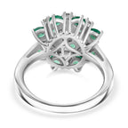 Luxuriant AAA Gemfields Zambian Emerald & SI/GH Lab Grown Diamond Floral Ring in Rhodium Overlay Sterling Silver 2.23 Ct_8428894_4