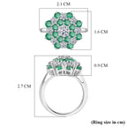 Luxuriant AAA Gemfields Zambian Emerald & SI/GH Lab Grown Diamond Floral Ring in Rhodium Overlay Sterling Silver 2.23 Ct_8428894_5