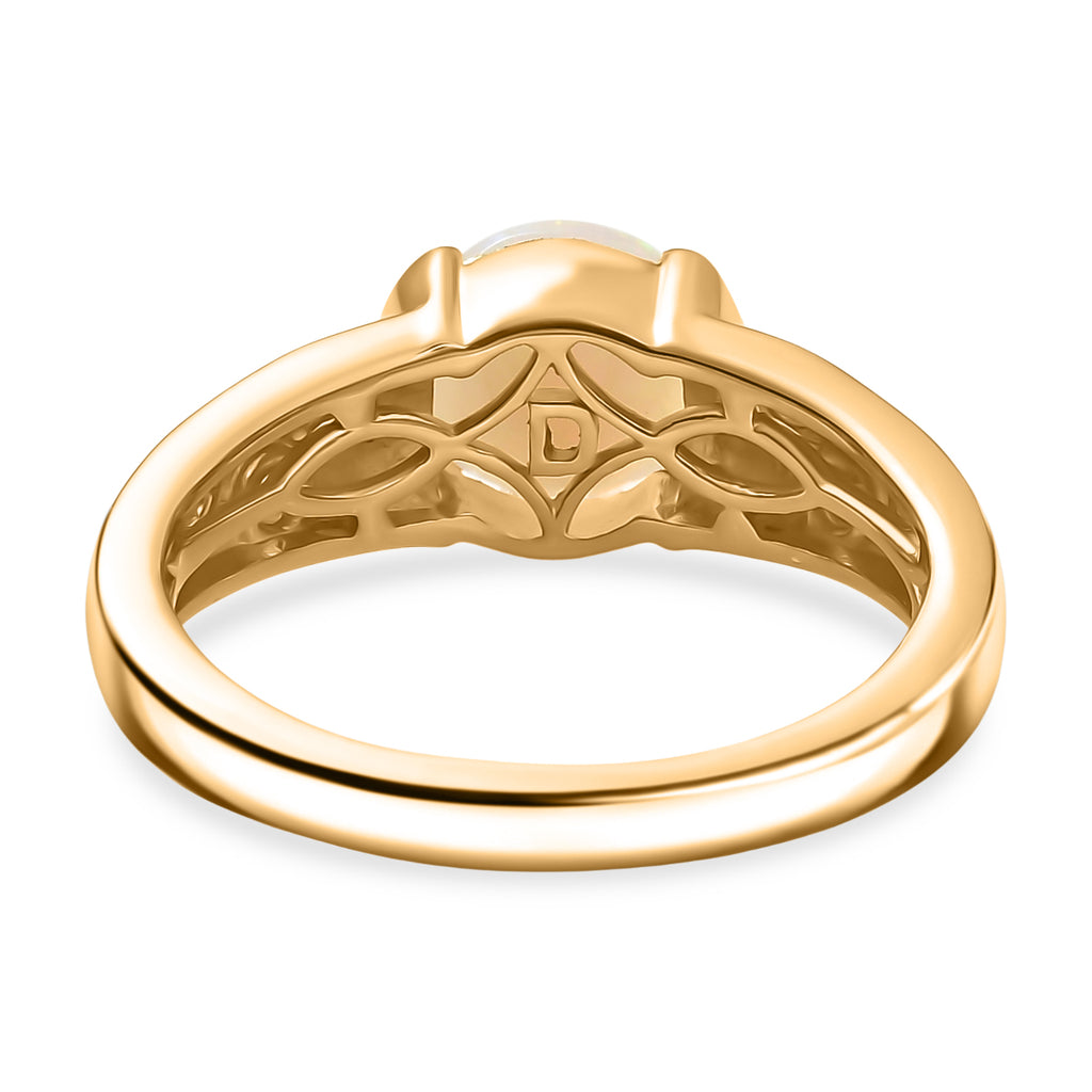 D'Joy Faceted Ethiopian Opal & White Zircon Solitaire Ring in Yellow Gold Plated Sterling Silver 0.90 Ct._8429053_4