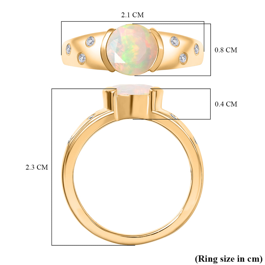 D'Joy Faceted Ethiopian Opal & White Zircon Solitaire Ring in Yellow Gold Plated Sterling Silver 0.90 Ct._8429053_5