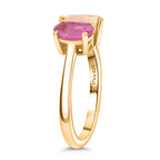 D'Joy Faceted Ethiopian Opal & Fissure Filled Pink Sapphire Toi et Moi Ring in Yellow Gold Plated Sterling Silver 1.60 Ct._8429061_3