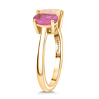 D'Joy Faceted Ethiopian Opal & Fissure Filled Pink Sapphire Toi et Moi Ring in Yellow Gold Plated Sterling Silver 1.60 Ct._8429063_3