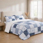 LIVMORE Set of 4 - Printed Duvet Cover Set - Inc. Duvet Cover, Fitted Sheet, & 2 x Pillowcases (Double, Size 200x200 cm) - Blue_8429111_3
