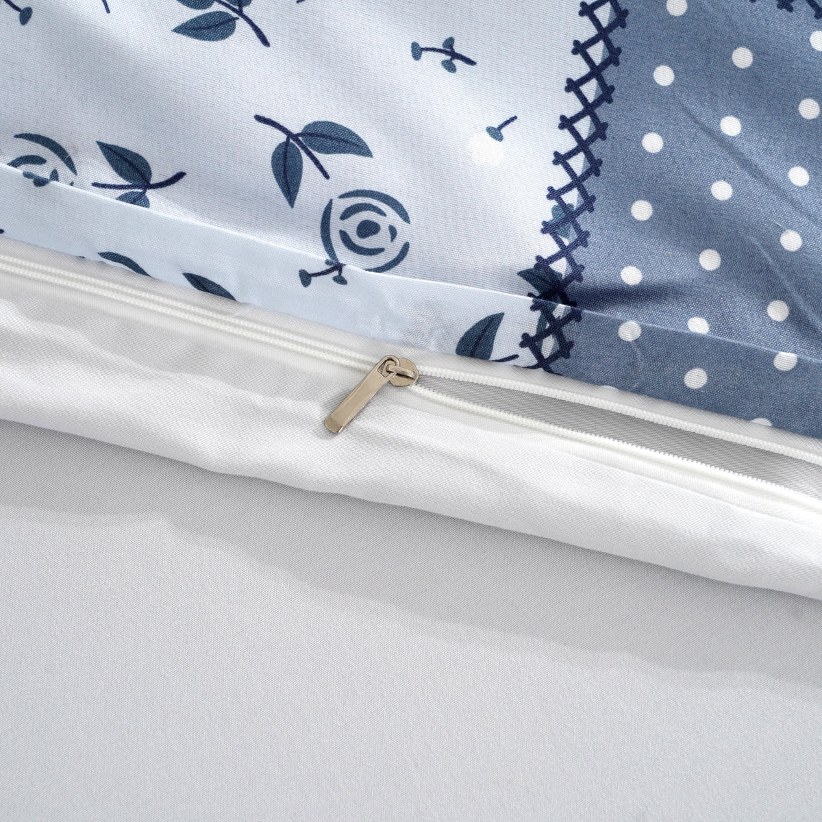 LIVMORE Set of 4 - Printed Duvet Cover Set - Inc. Duvet Cover, Fittted Sheet, &amp; 2 x Pillowcases (Double, Size 200x200 cm) - Blue V32528351 7