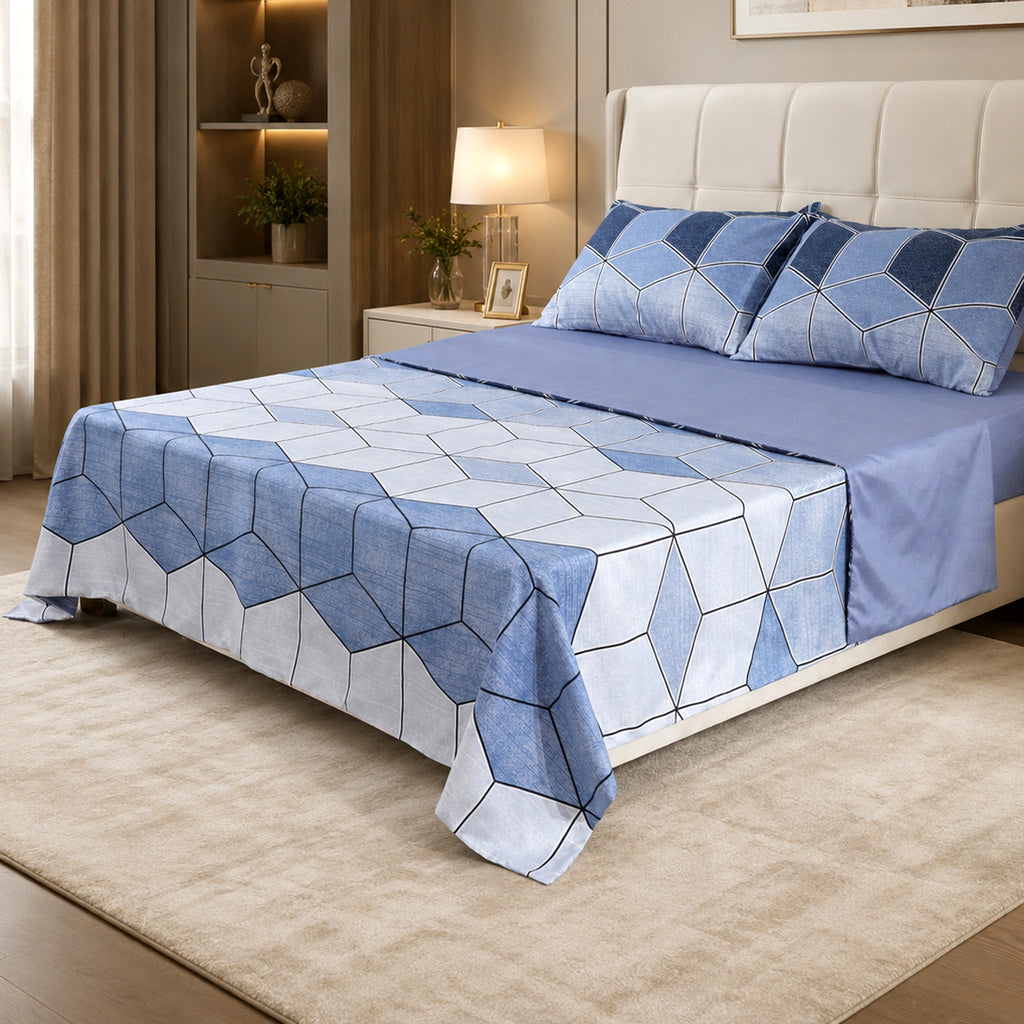 LIVMORE Printed Sheet (Size 200x1 cm) - Blue_8429128_1