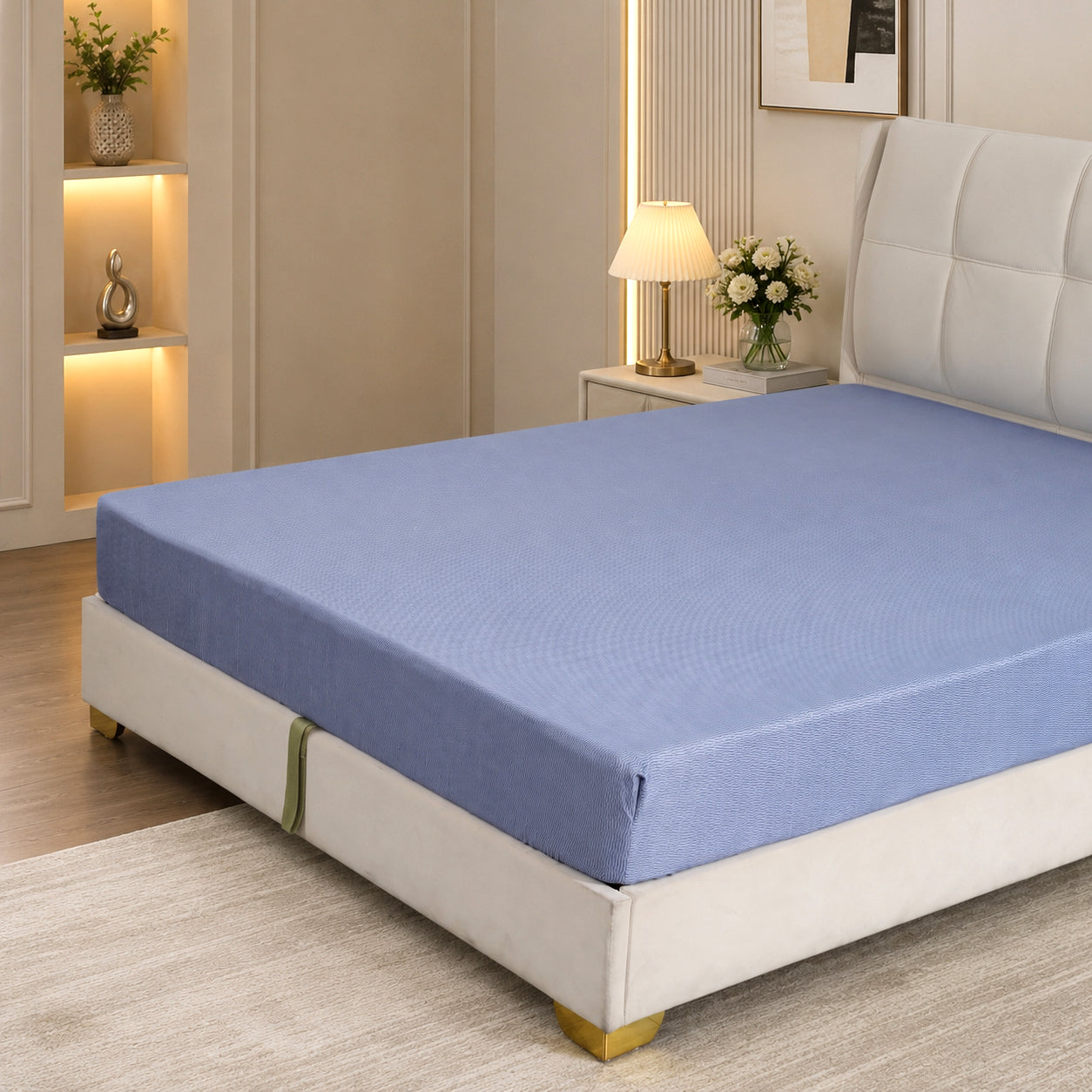 LIVMORE Set of 4 - Printed Duvet Cover Set - Inc. Duvet Cover, Fitted Sheet, &amp; 2 x Pillowcases (Double, 200x200 cm) - Blue 8429128 5