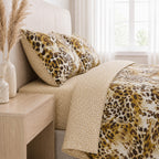 LIVMORE Set of 4 - Printed Duvet Cover Set - Inc. Duvet Cover, Fitted Sheet, & 2 x Pillowcases (King, 225x220 cm) - Brown_8429131_1