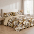 LIVMORE Set of 4 - Printed Duvet Cover Set - Inc. Duvet Cover, Fitted Sheet, & 2 x Pillowcases (King, 225x220 cm) - Brown_8429131_3