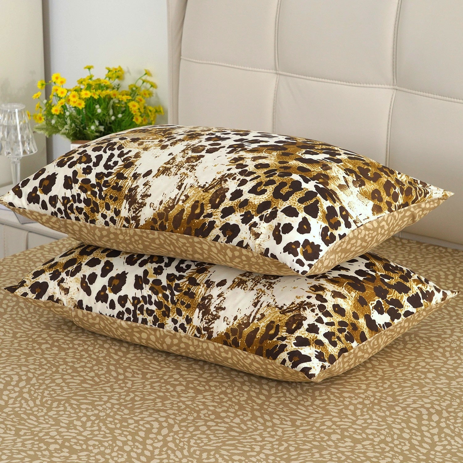 LIVMORE Set of 4 - Printed Duvet Cover Set - Inc. Duvet Cover, Fitted Sheet, &amp; 2 x Pillowcases (King, 225x220 cm) - Brown V32528347 5