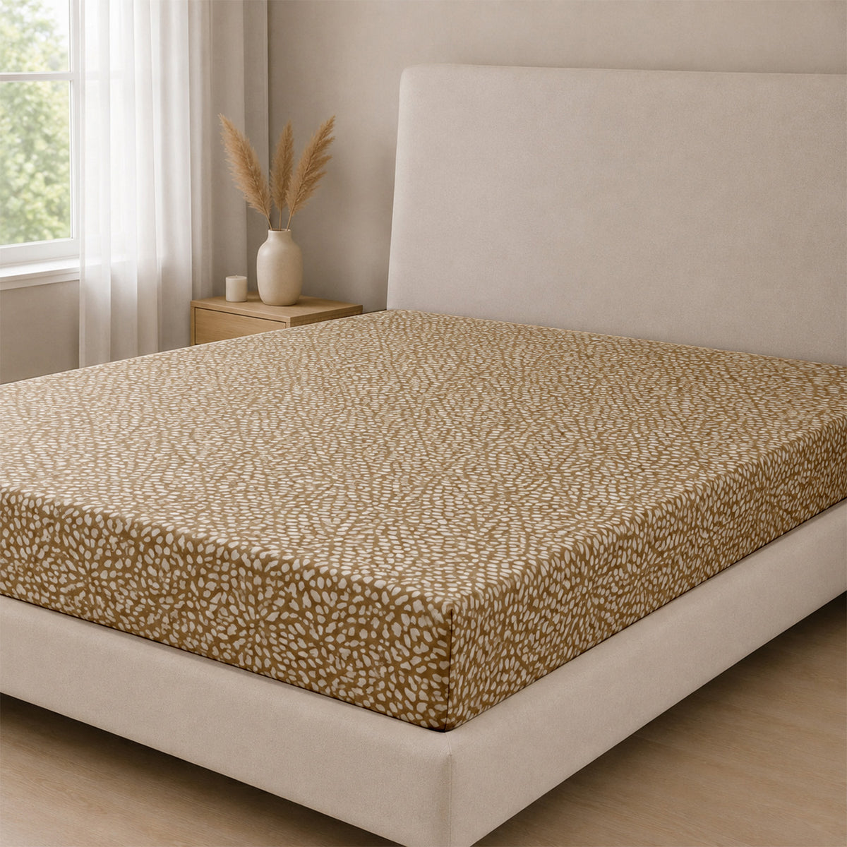 LIVMORE Set of 4 - Printed Duvet Cover Set - Inc. Duvet Cover, Fitted Sheet, &amp; 2 x Pillowcases (King, 225x220 cm) - Brown V32528347 6