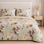 LIVMORE Set of 4 - Printed Duvet Cover Set - Inc. Duvet Cover, Fitted Sheet, & 2 x Pillowcases (Double, 200x200 cm) - Green_8429132_2