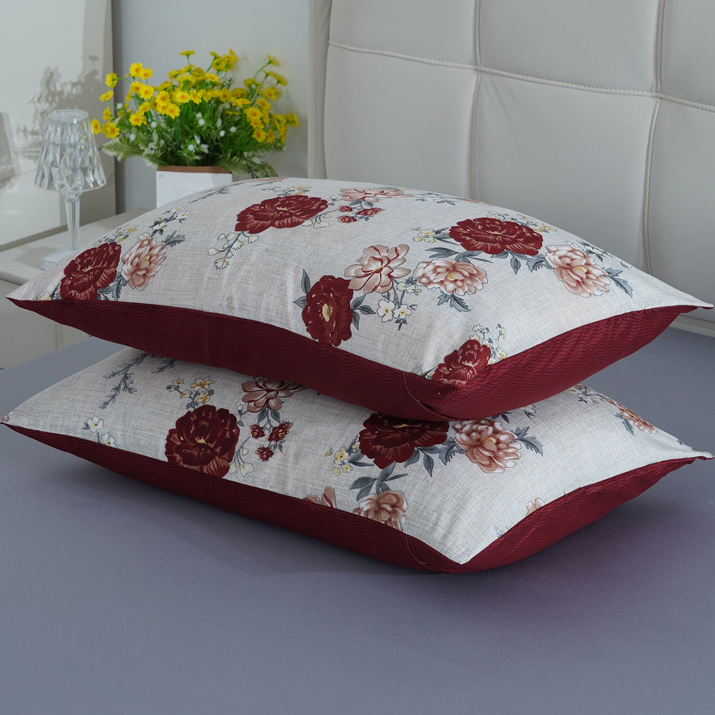 LIVMORE Set of 3 - Printed Comforter with 2 Pillowcases (King, Size 225x220 cm) - Red_8429146_4
