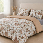 LIVMORE Set of 3 - Printed Comforter with 2 Pillowcases (Double, 200x200 cm) - Yellow_8429149