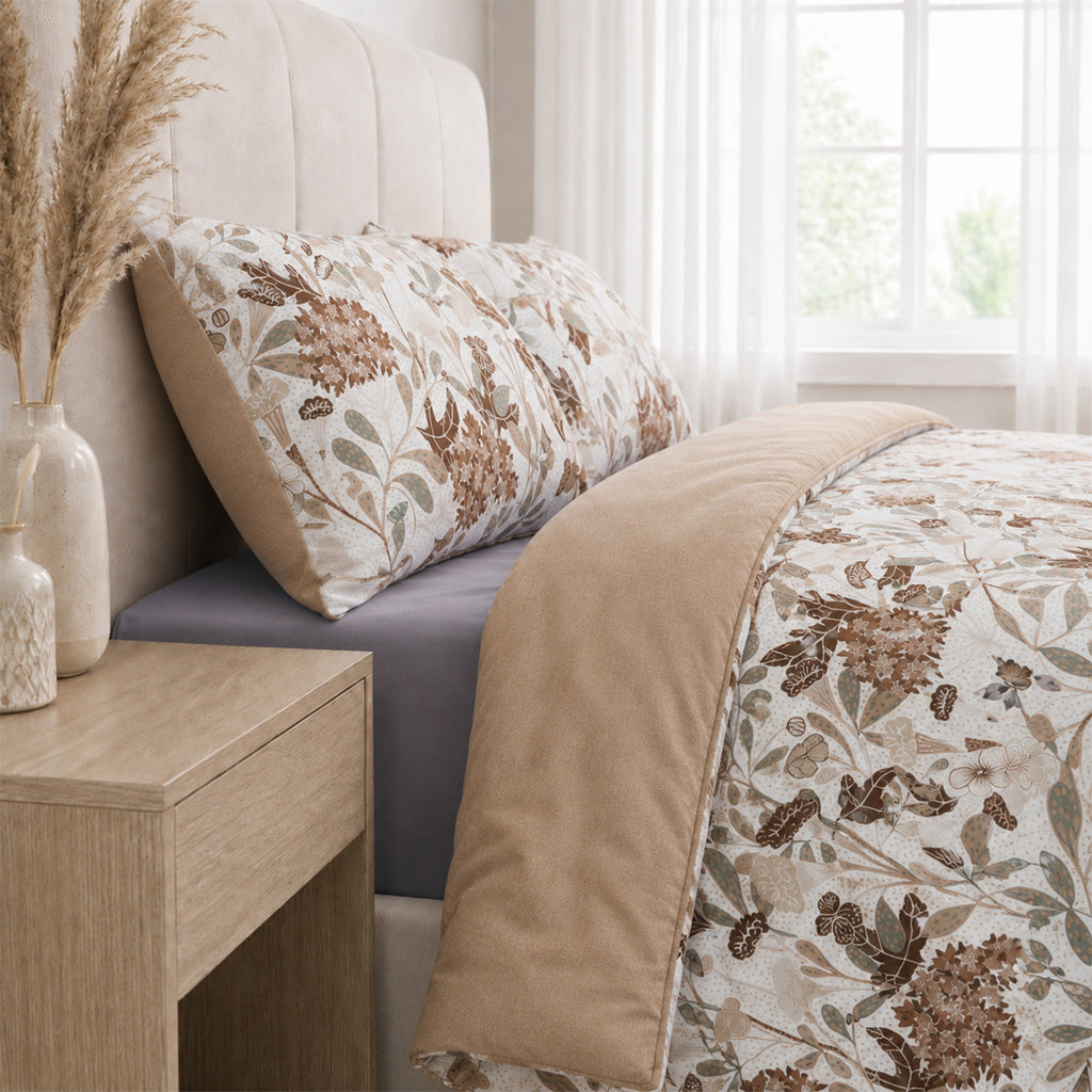 LIVMORE Set of 3 - Printed Comforter with 2 Pillowcases (Double, 200x200 cm) - Yellow_8429149_1