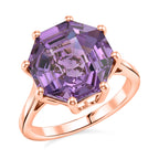 D'Joy Rose De France Amethyst Solitaire Ring in Rose Gold Plated Sterling Silver 6.40 Ct._8429355