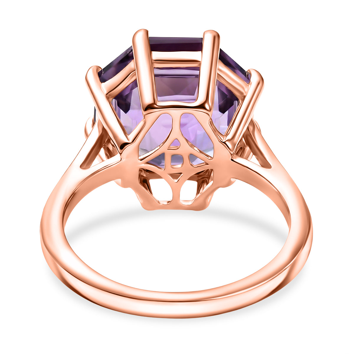 D'Joy Rose De France Amethyst Solitaire Ring in Rose Gold Plated Sterling Silver 6.40 Ct. V32520354 5