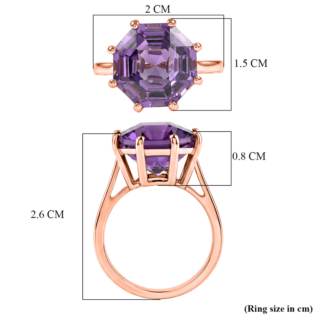 D'Joy Rose De France Amethyst Solitaire Ring in Rose Gold Plated Sterling Silver 6.40 Ct._8429355_5