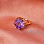 D'Joy Rose De France Amethyst Solitaire Ring in Rose Gold Plated Sterling Silver 6.40 Ct.