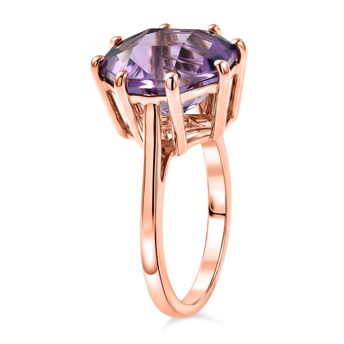 D'Joy Rose De France Amethyst Solitaire Ring in Rose Gold Plated Sterling Silver 6.40 Ct. V32357956 4