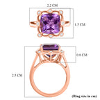 D'Joy AAA Rose De France Amethyst & White Zircon Cushion-Cut Halo Ring in Rose Gold Plated Sterling Silver 4.50 Ct._8429367_5