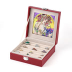 LIVMORE Multi-Slot Ring Storage Box with Suncatcher Glass Window (15.5 x 15.5 x 5.5 cm) - Wine Red_8429378_4