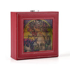 LIVMORE Multi-Slot Ring Storage Box with Suncatcher Glass Window (15.5 x 15.5 x 5.5 cm) - Wine Red_8429378_5