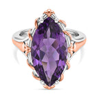 D'Joy Rose De France Amethyst Solitaire Ring in 18K Vermeil Rose Gold Plated & Rhodium Overlay Sterling Silver 7.40 Ct._8429421