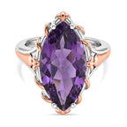 D'Joy Rose De France Amethyst Solitaire Ring in 18K Vermeil Rose Gold Plated & Rhodium Overlay Sterling Silver 7.40 Ct._8429426