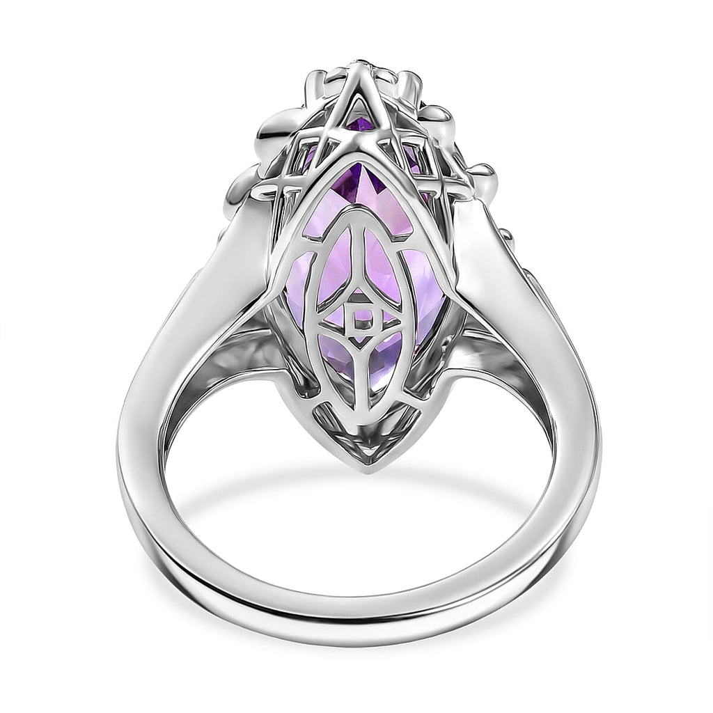 D'Joy Rose De France Amethyst Solitaire Ring in 18K Vermeil Rose Gold Plated & Rhodium Overlay Sterling Silver 7.40 Ct._8429426_4
