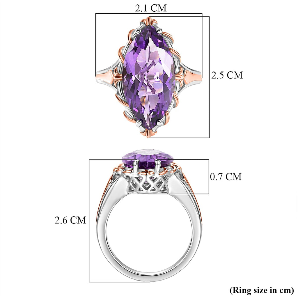 D'Joy Rose De France Amethyst Solitaire Ring in 18K Vermeil Rose Gold Plated & Rhodium Overlay Sterling Silver 7.40 Ct._8429426_5