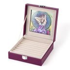 LIVMORE Multi-Slot Ring Storage Box with Suncatcher Glass Window (15.5 x 15.5 x 5.5 cm) - Purple_8429440