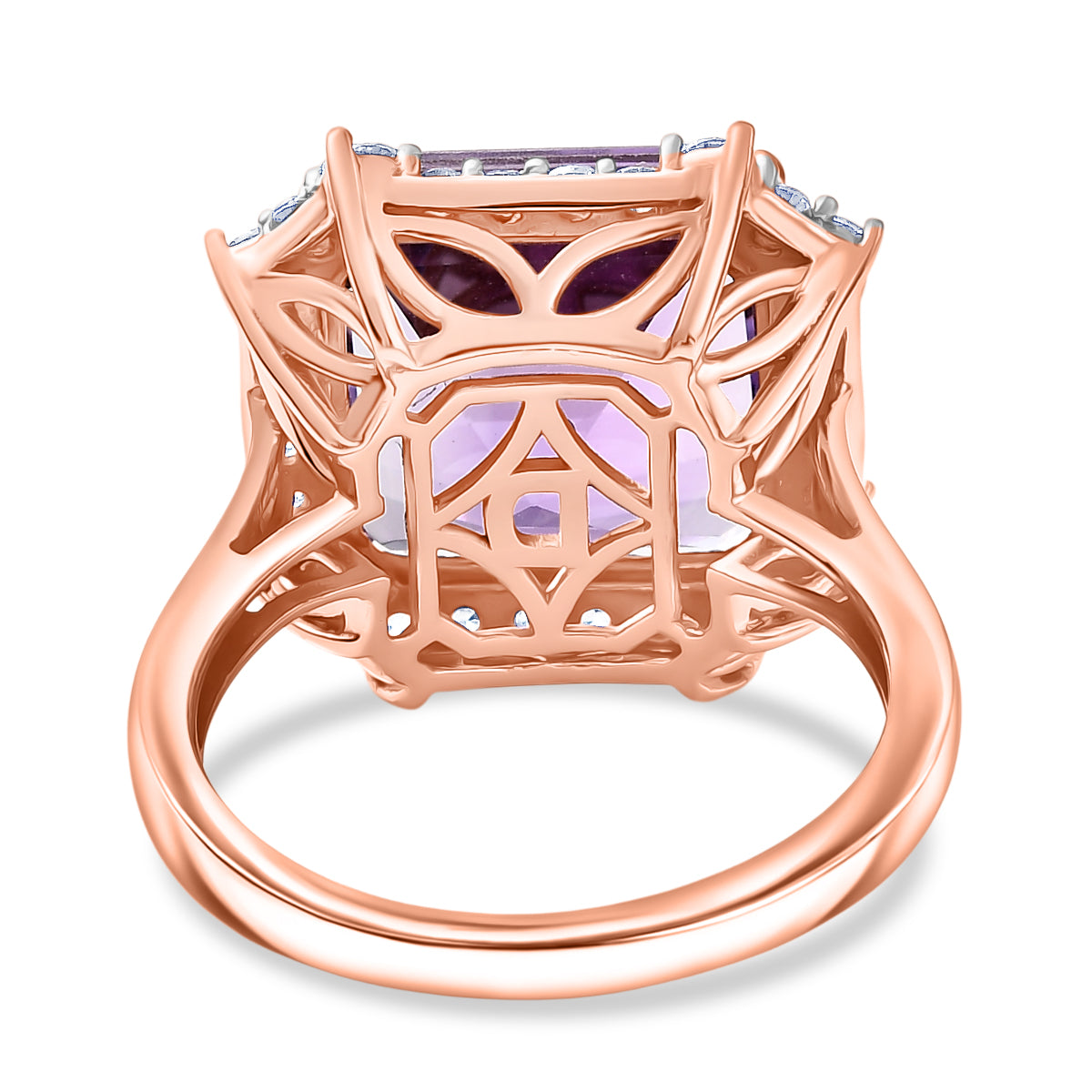 D'Joy Rose De France Amethyst &amp; White Zircon Emerald-Cut Halo Ring in Rose Gold Plated Sterling Silver 8.87 Ct. V32514405 5