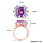 D'Joy Rose De France Amethyst & White Zircon Emerald-Cut Halo Ring in Rose Gold Plated Sterling Silver 8.87 Ct._8429519_5