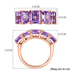 D'Joy AAA Rose De France Amethyst 5 Stone Ring in Rose Gold Plated Sterling Silver 4.63 Ct._8429523_5