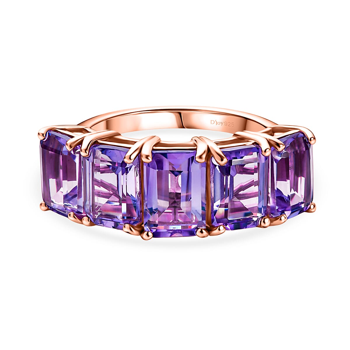 D'Joy AAA Rose De France Amethyst 5 Stone Ring in Rose Gold Plated Sterling Silver 4.63 Ct. V32513675 0