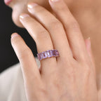 D'Joy AAA Rose De France Amethyst 5 Stone Ring in Rose Gold Plated Sterling Silver 4.63 Ct._8429536_1