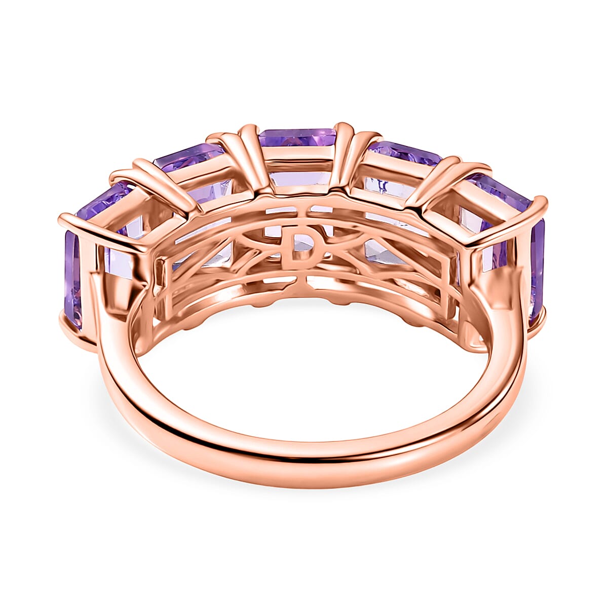 D'Joy AAA Rose De France Amethyst 5 Stone Ring in Rose Gold Plated Sterling Silver 4.63 Ct. V32513675 5
