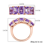 D'Joy AAA Rose De France Amethyst 5 Stone Ring in Rose Gold Plated Sterling Silver 4.63 Ct._8429536_5