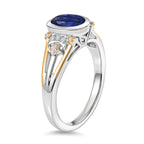 GP - Natural Kashmir Kyanite, White Zircon & Blue Sapphire Oval Cut Ring in Rhodium Overlay Sterling Silver 1.80 Ct._8429568_3