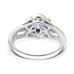 GP - Natural Kashmir Kyanite, White Zircon & Blue Sapphire Oval Cut Ring in Rhodium Overlay Sterling Silver 1.80 Ct._8429568_4