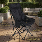 Light Weight Padded Foldable Oxford Cloth Garden Chair  (90x46x46cm) - Black
