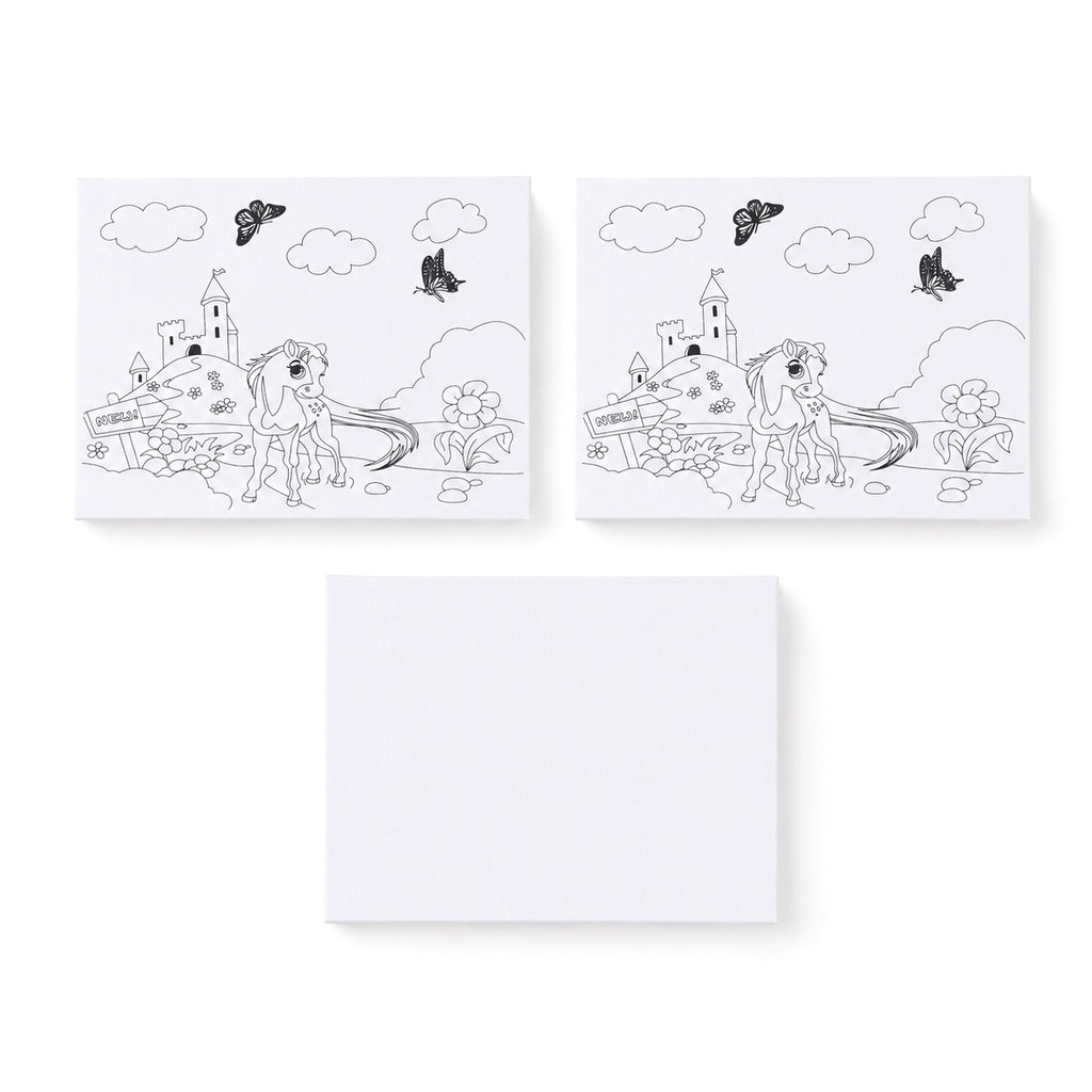 "Painting set - unicorn 12 colour + 2 brush 2 printing canvas (15*20cm) 1 white canva (15*20cm) 1 stand"_8429753_2