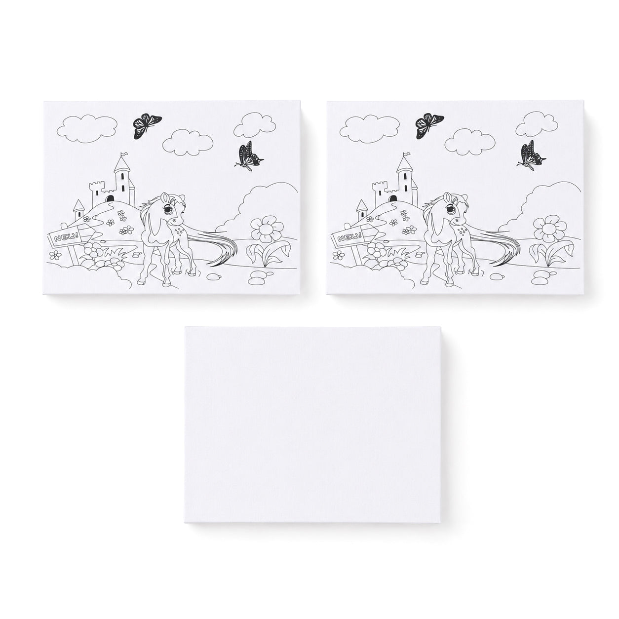 "Painting set - unicorn 12 colour - 2 brush 2 printing canvas (15*20cm) 1 white canva (15*20cm) 1 stand" 8429753 2