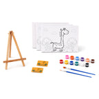 "Painting set - giraffe 12 colour + 2 brush 2 printing canvas (15*20cm) 1 white canva (15*20cm) 1 stand"_8429784