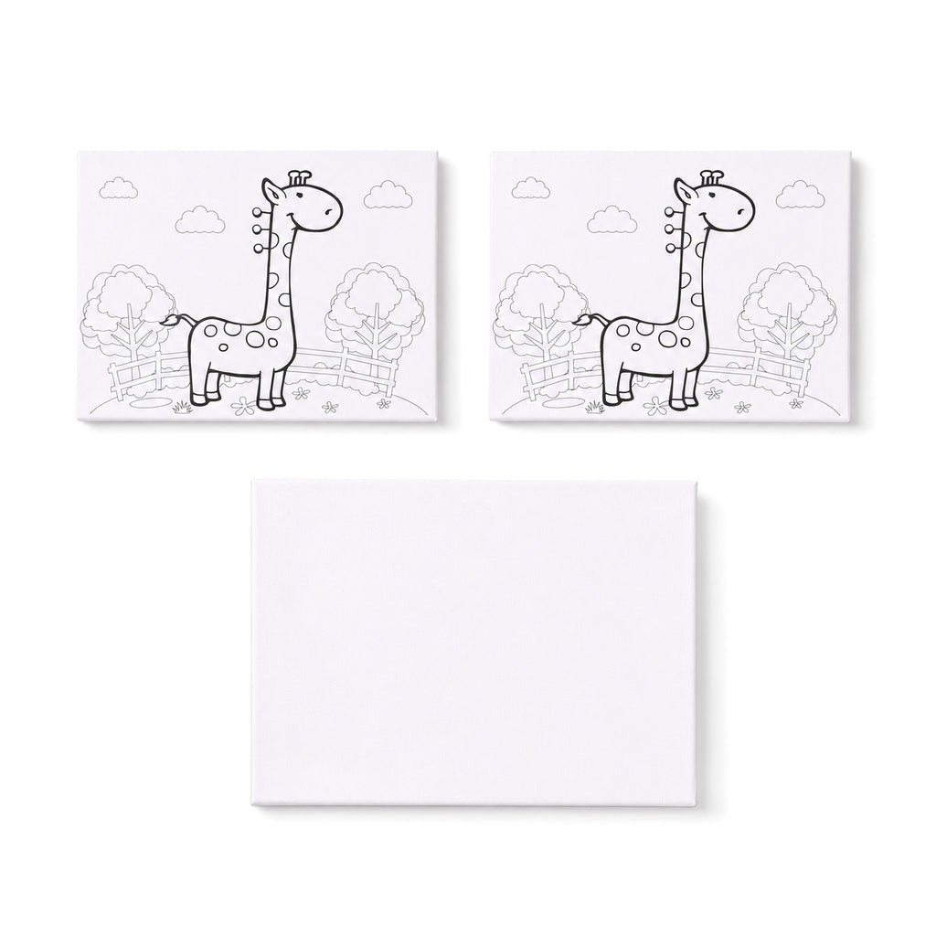 "Painting set - giraffe 12 colour + 2 brush 2 printing canvas (15*20cm) 1 white canva (15*20cm) 1 stand"_8429784_2