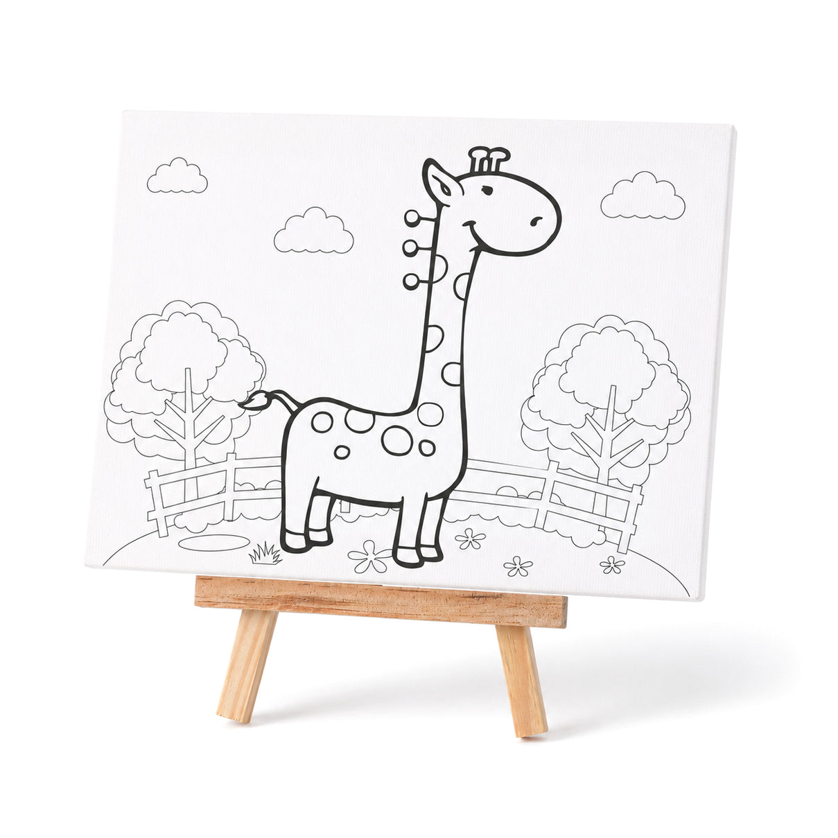 "Painting set - giraffe 12 colour - 2 brush 2 printing canvas (15*20cm) 1 white canva (15*20cm) 1 stand" 8429784 3